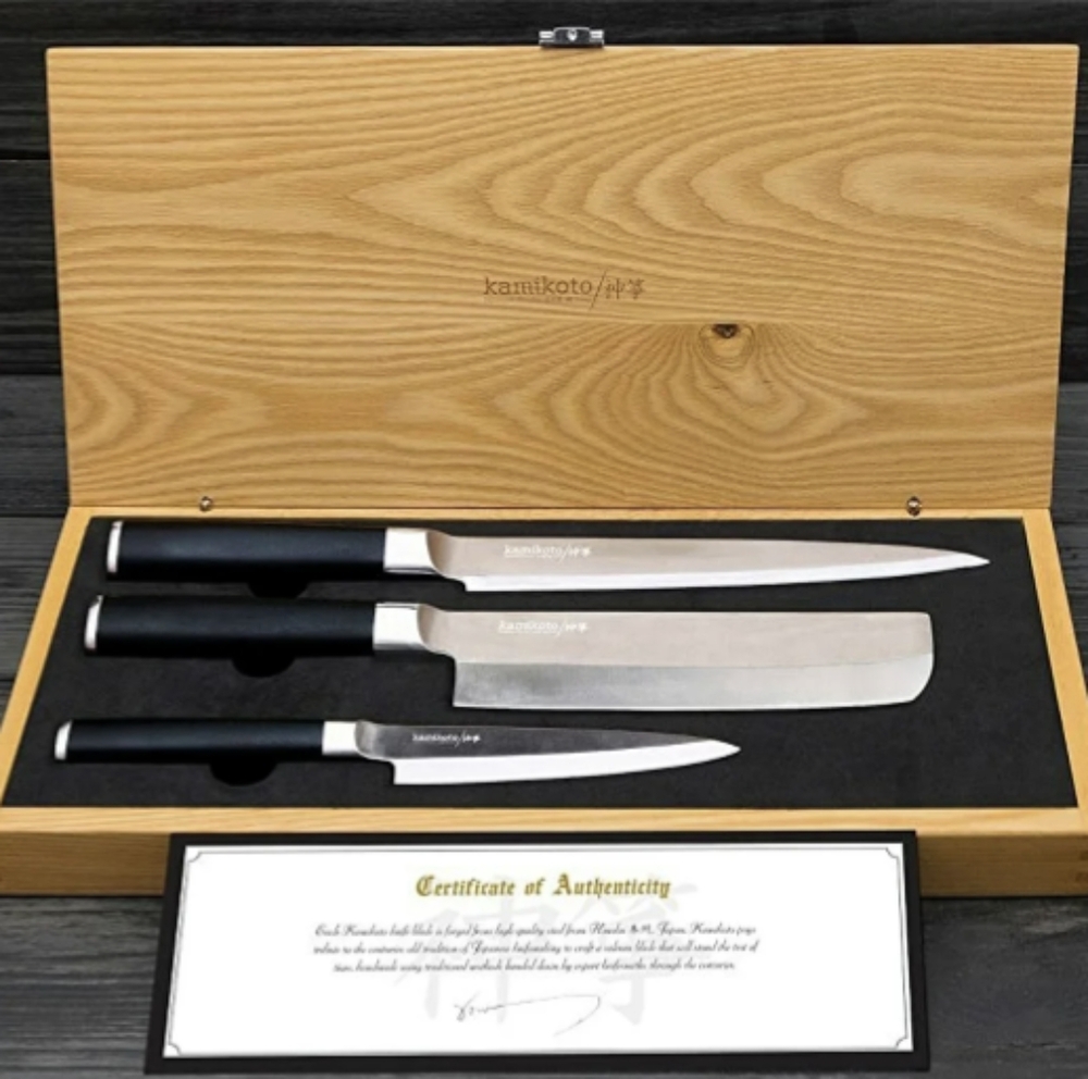 Kamikoto Japanese Knives Ibaraki Steel Kitchen Knife Set Chef Gift
